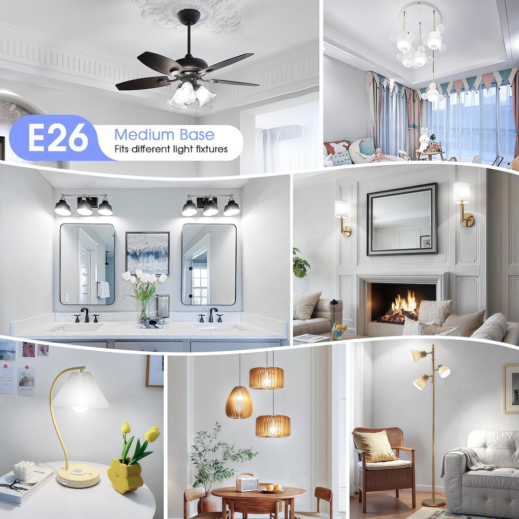 A15 LED Light Bulb, 60 Watt Equivalent LED Bulbs, Daylight White 5000K, 600LM, E26 Base, Non-Dimmable, 6W Bright (6-Pack)