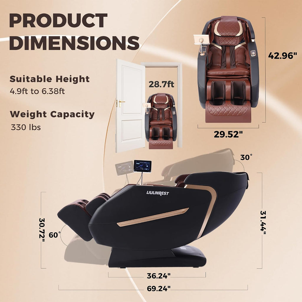 Massage Chair Full Body, 4D Zero Gravity Shiatsu Recliner with Heat, Body Scan, Deep Yoga Stretch, 50" SL-Track