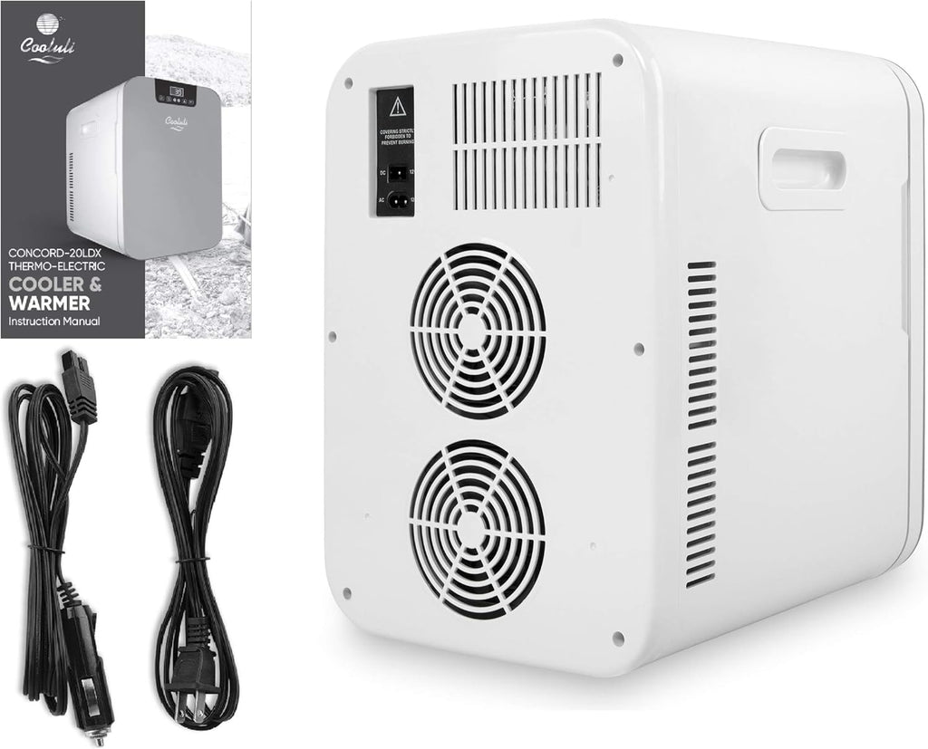 20 Liter Mini Fridge with Temperature Control - White Thermoelectric Cooler and Warmer