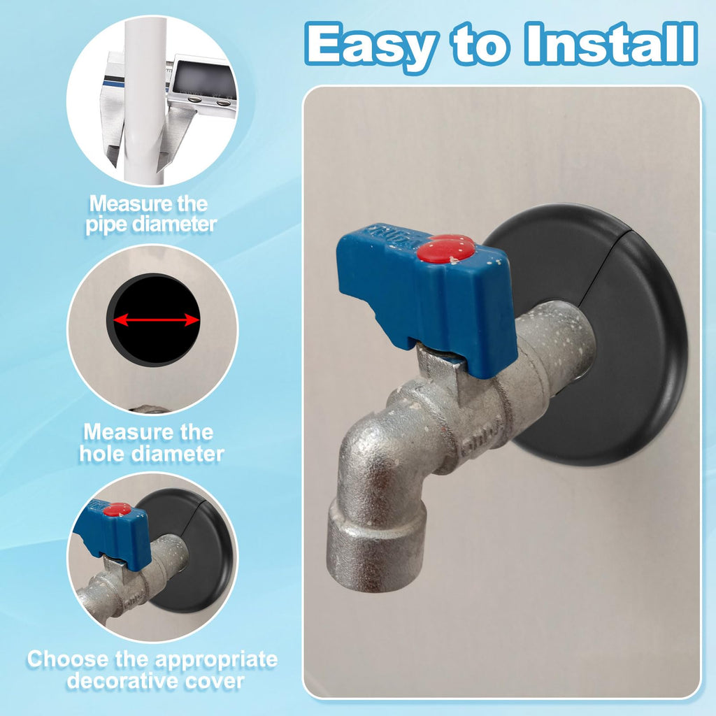 Wall Split Flange 1.73"/44mm, 3Pcs ABS Round Self-Adhesive Escutcheon Plate Cover Buckle for Water Pipe Faucet