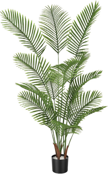 Artificial Palm Trees, 6FT Tall Faux Tree and Outdoor, Artificial Plants with Basic Planter, Suitable, Porch Outside