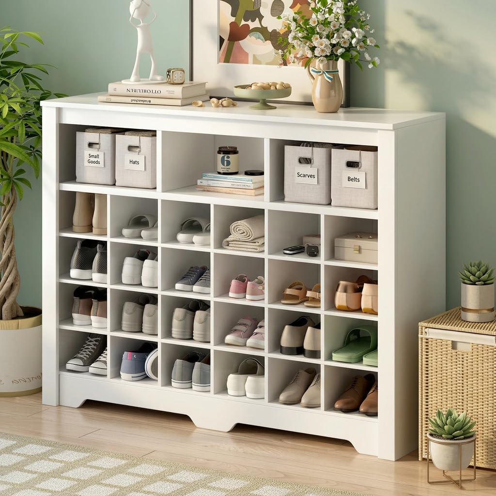 Modern Shoe Cabinet 5-Tier Shoe Organizer, Wood Shoe Rack , Closet, Durable MDF Vertical Storage Sh