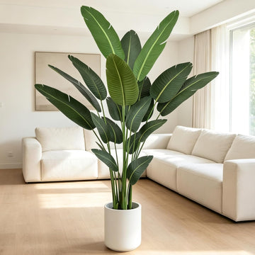 Artificial Bird of Paradise Tree 7FT with 19 Leaves Realistic Thick Banana Leaf Tall Large Faux Tropical Plant 82