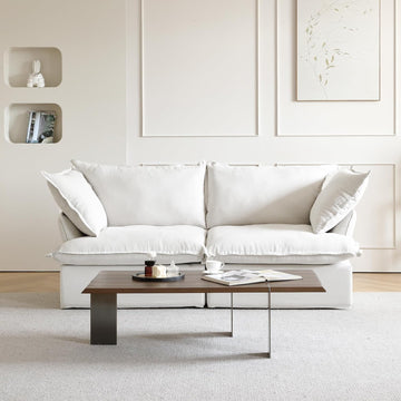82.66" Cloud Couch for Living Room, Modular Sectional Sofa, Comfy Convertible Sectional Couches, Cushion Covers Removable, Down Filled Sofas for Living Room, Home, Apartment (Love Seat, White)