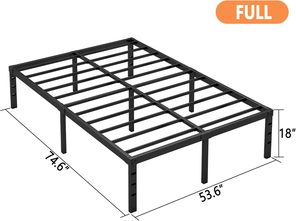 18 Inch Full Bed Frame - Sturdy Metal Platform Full, No Box Spring Needed, Heavy Duty, Easy Assembly