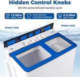 Portable Washing Machine, 26LBS Twin Tub Mini Compact Laundry Washer Spinner Combo with Drain Pump, 18Lbs Washer and