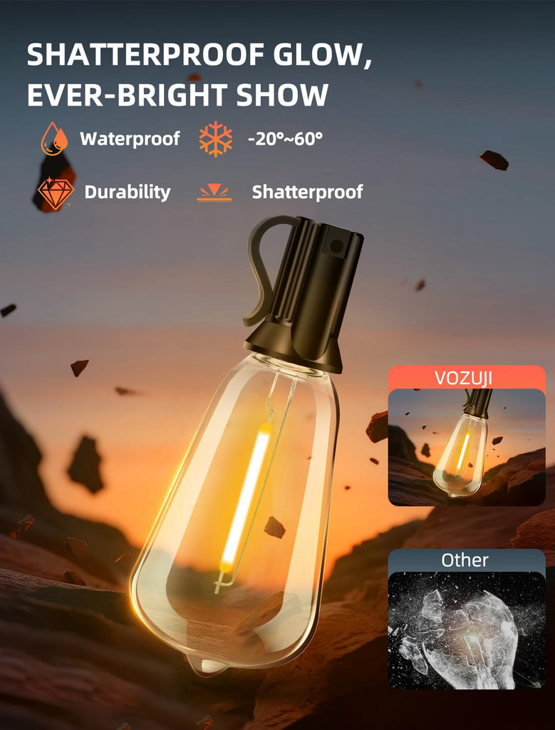 Outdoor Patio String Lights: 150Ft 45M Outside Waterproof Light - Remote Dimmable ST38 Shatterproof Bulb Connectable
