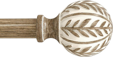 Boho Wood Curtain Rods for Windows 48 to 84 inch,1" Adjustable Heavy Duty Window Curtain Rod with Imitation Wood