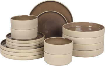 Liberty Bay 16-Piece Pottery Clay Stoneware Dinnerware Set