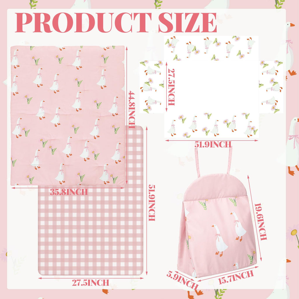 4 Pc Goose Crib Bedding Set Skirt Blanket Sheet Baby Stacker