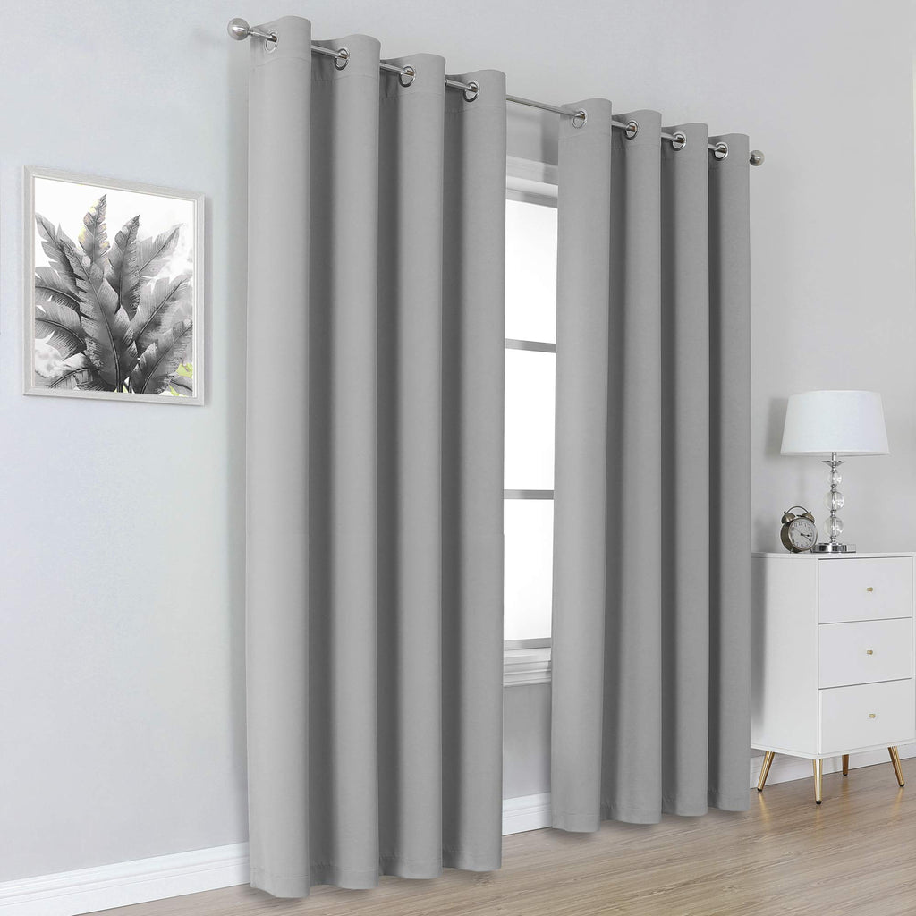 Ultimate Gray Blackout Curtain Panels/Drapes 84 inch Length Solid Energy Efficient Room Darkening Bedroom Curtains
