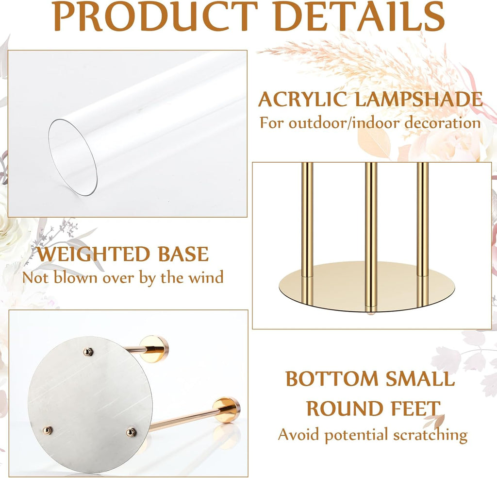 6 Set Wedding Gold Candelabra Centerpieces for Tables, 3 Arm Tall Acrylic Candle Holder Centerpiece with Clear Shades