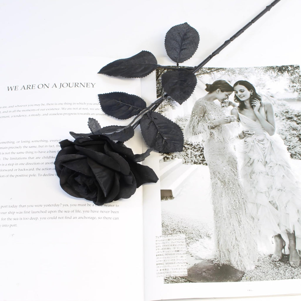 Black Roses Artificial Flowers, Black, 12PCS