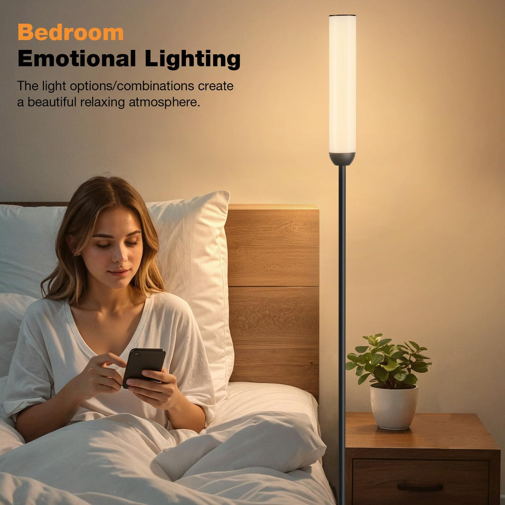 LED Floor Lamp with Remote Control, Foot Switch, Black