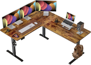 63" x 55" L Shaped Standing Desk Adjustable Height, Electric Corner Desk, Sit Stand Home Office Desk with Splice