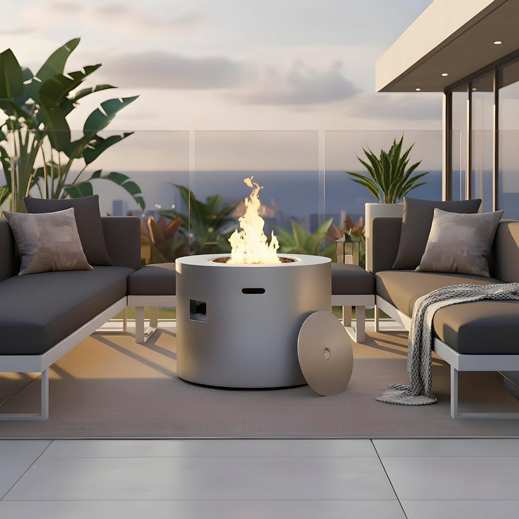 32 Inch Round Propane Fire Pit Table - 50,000 BTU Outdoor Gas Fire Table