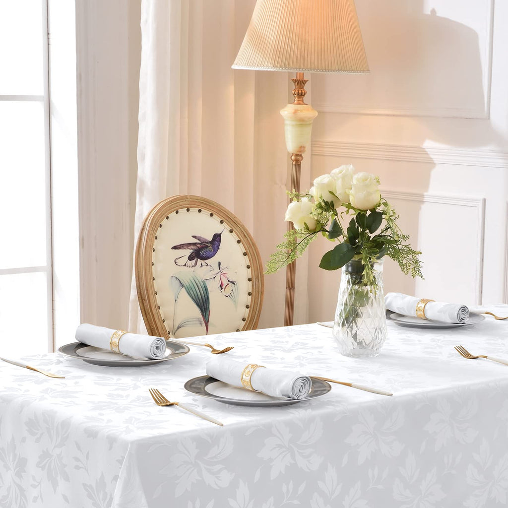 Jacquard Rectangle Tablecloth 60 x 144 Inch, White