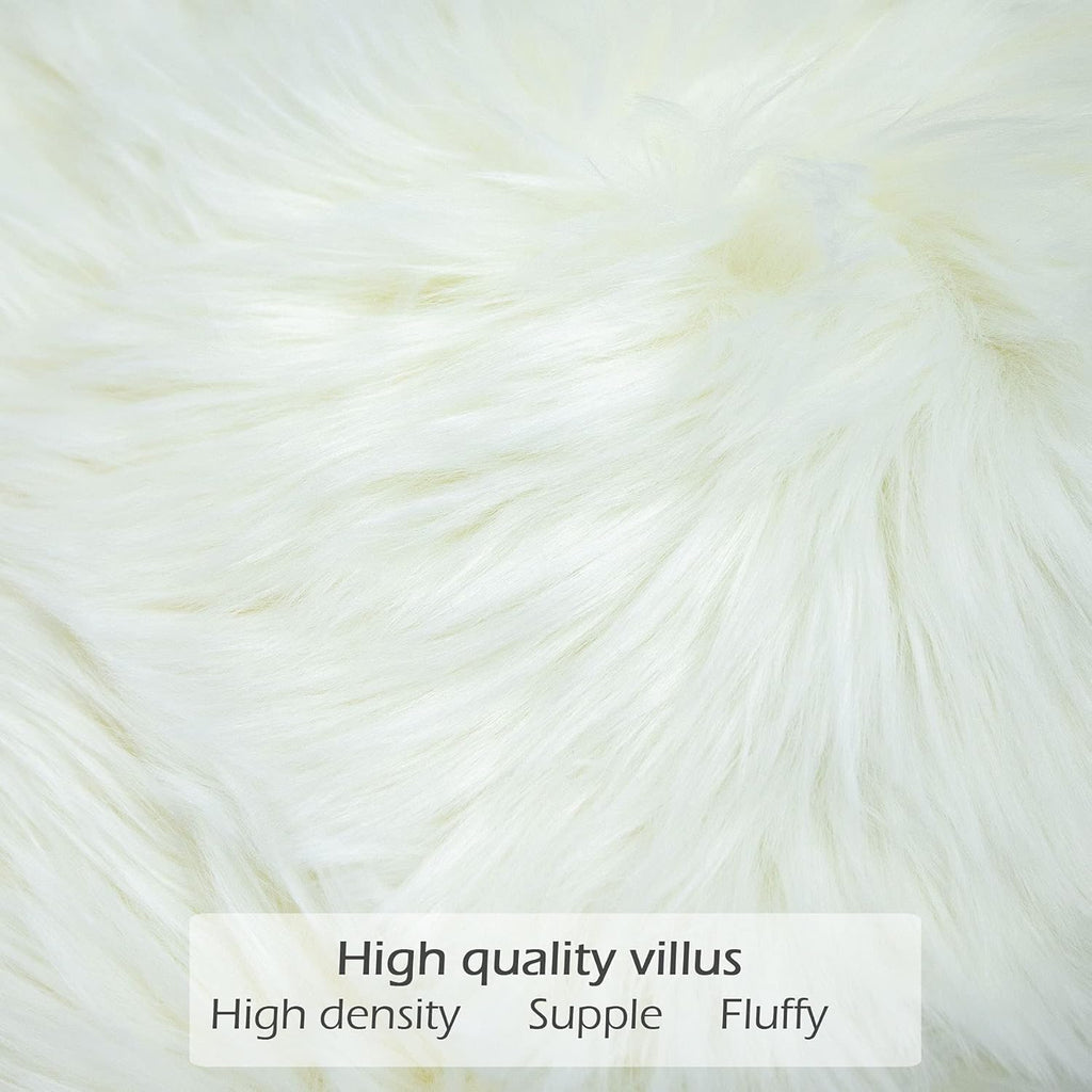 Decorative Lumbar Soft Faux Fur Throw Pillow Cover Luxury Series Rectangle Plush Pillow Case Cushion Cover, White)