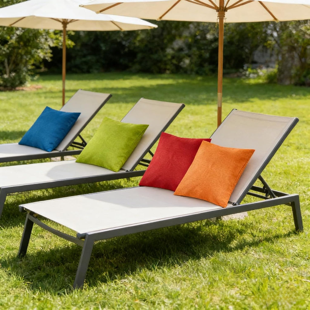 Pack of 4 Decorative Outdoor Waterproof Throw Pillow Covers ONLY Square Garden Cushion Cases, Tent and Sofa, 18 x 18