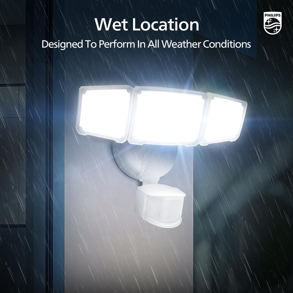 72W 7400LM LED Security Lights w/PIR Motion Sensor Outdoor, 5000K Daylight Dusk to Dawn Aluminum Flood Light, 3