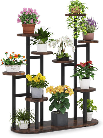 Multi-Tiered 11 Potted Plant Stand Indoor Tall Plant Shelf Flower Stands Plant Rack for Garden Balcony Living Room