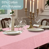Pink Tablecloth Fabric (1PC, 60"x102"), 6ft Table Cover (8-10 Seat) - Cotton Polyester, Wrinkle Resi
