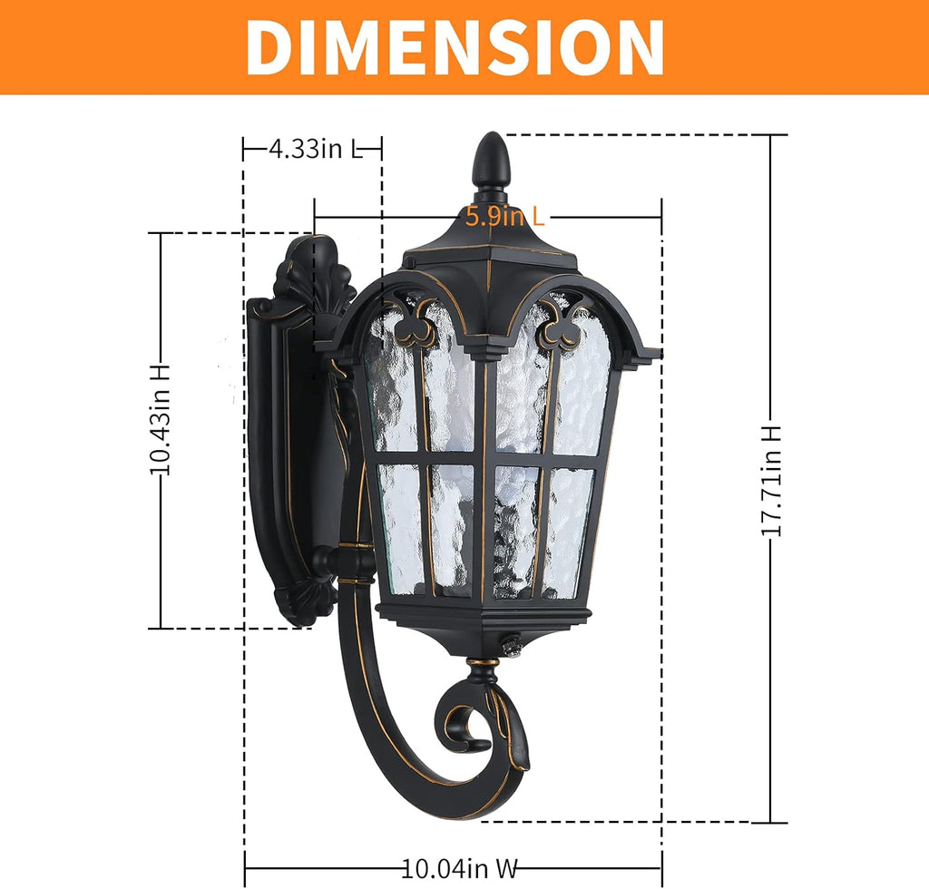 Dusk to Dawn Sensor Outdoor Wall Light Fixtures Black Roman 17.71" H Exterior Wall Lantern Waterproof Sconce Porch