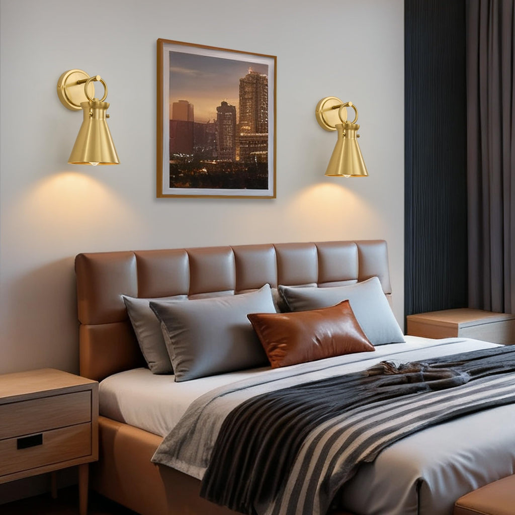 Wall Sconce 6" Gold Metal Shade, 1 Pack