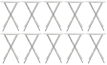 White 2.63 Foot 32in Round Plastic Bar Height Folding Cocktail Table 330lb Weight Capacity Commercial Portable