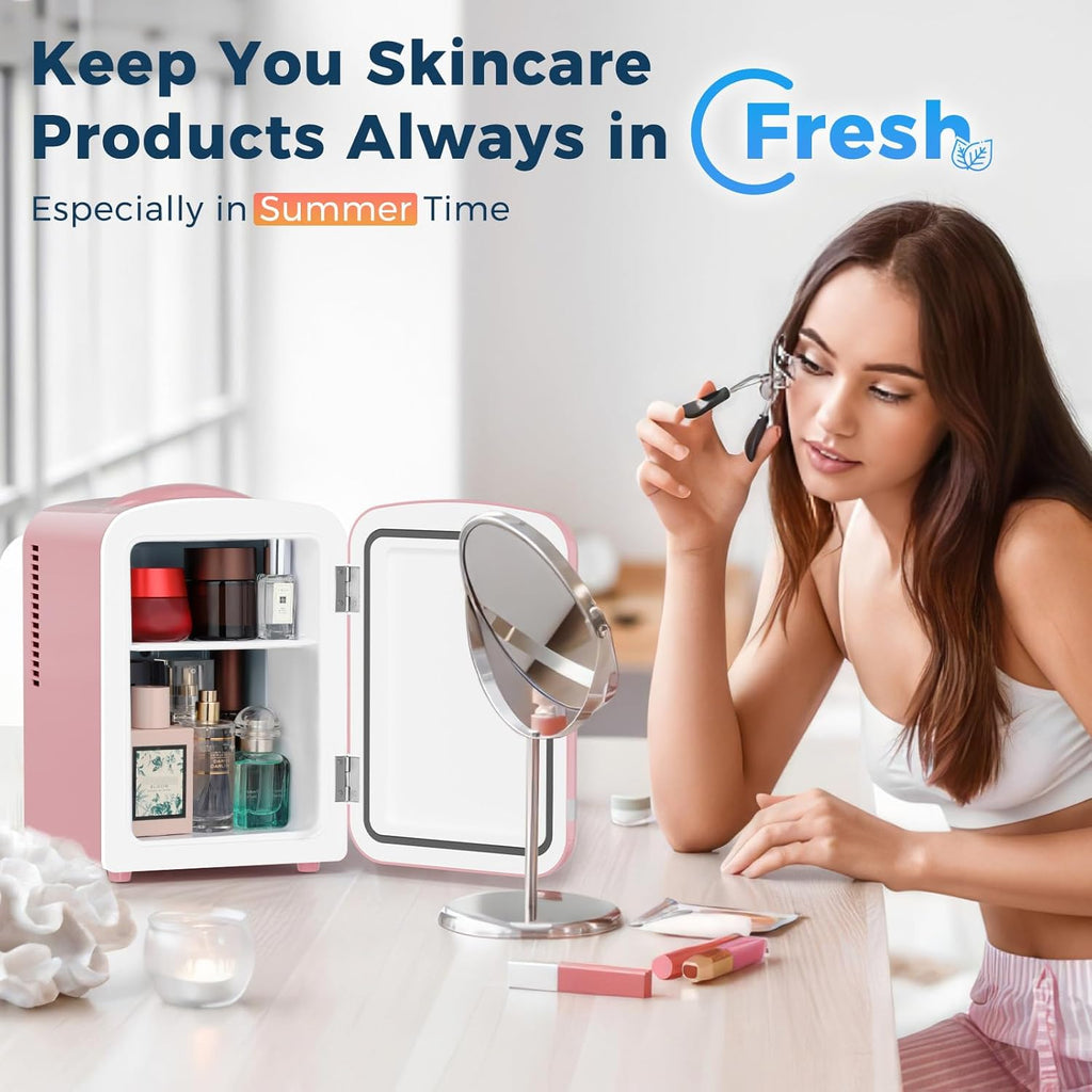 4L/6 Cans Compact Refrigerator,Portable Mini Fridge Skin Care,Cooler and Warmer for Bedroom,Car,Office & Dorm, Small