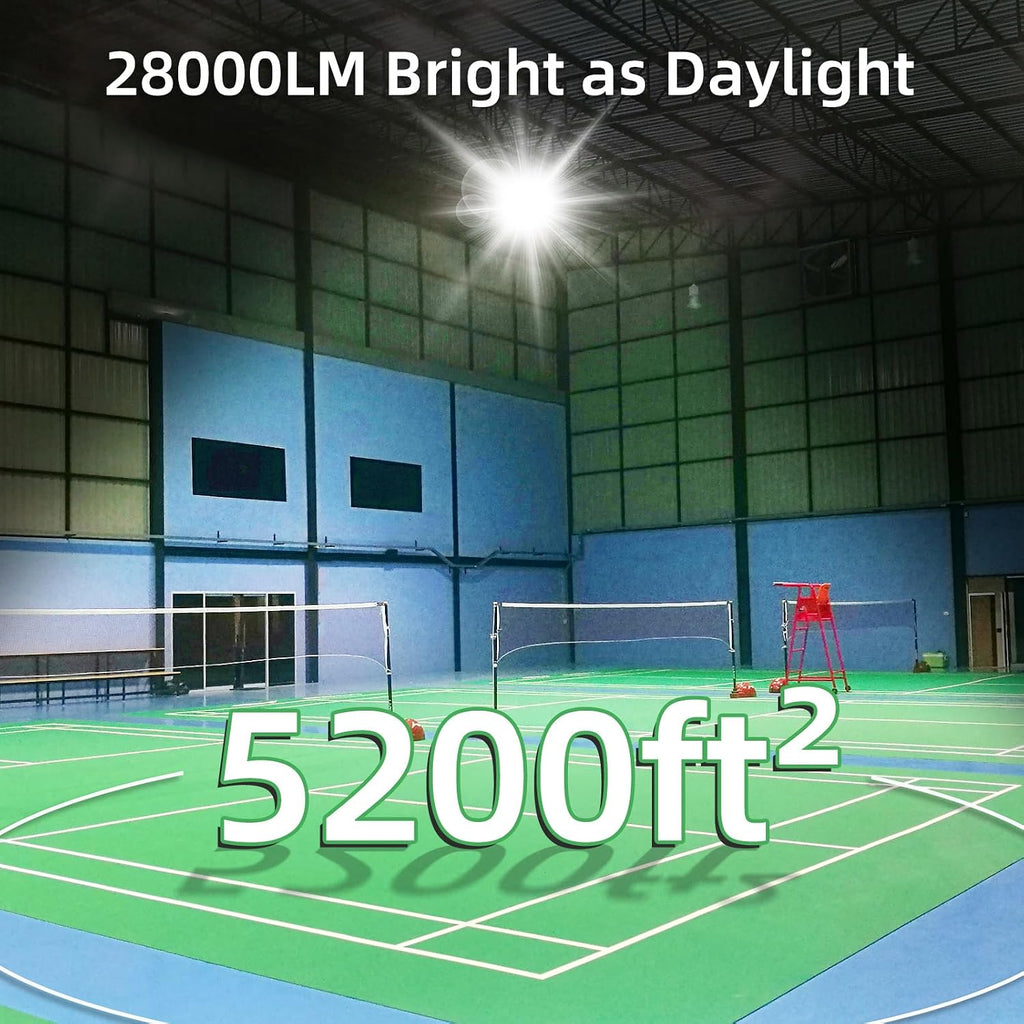 200W LED Flood Light, 28000LM 6500K Daylight Exterior Court Lighting | IP67 Waterproof & Rugged, Flicker-free, 10KV