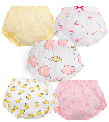 Girls' Cotton Bloomers Brief Underwear - Kids Cool Breathable Comfort Panty - Toddler Undies Cute Diaper Covers