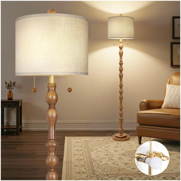 65.5" Farmhouse Soild Wood Floor Lamp Bedroom