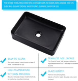 20 Inch Matte Black Vessel Sink Rectangular