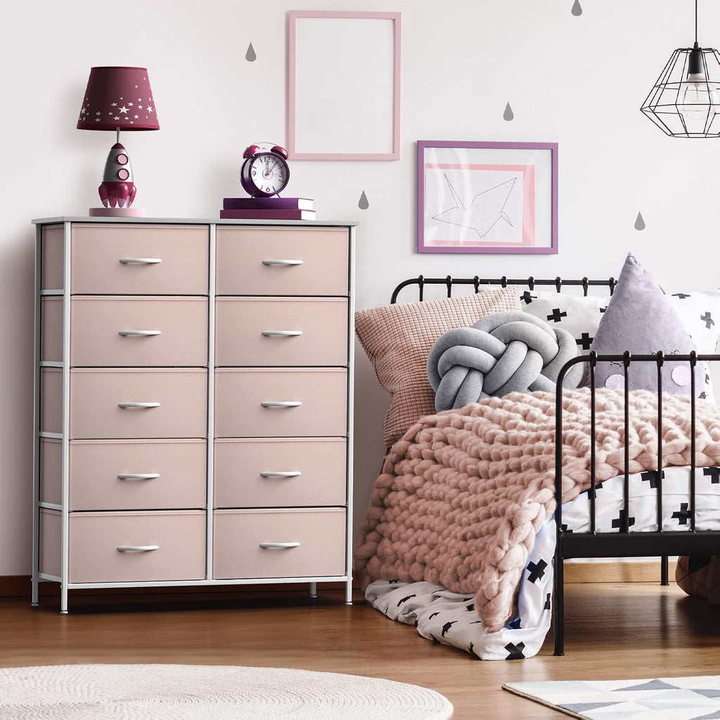 Kids Dresser with 10 Drawers - Storage Unit Organizer Chest for Clothes - Bedroom, Kids Room, Nursery, & Closet