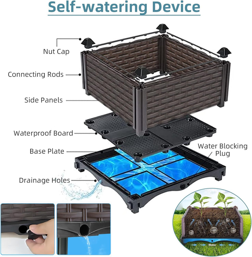Large Raised Planter Box Outdoor Self Watering 94.4"x15.7"x14.2", Deep Raised Garden Bed - Elevated Garden Box with
