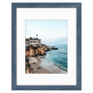 11x14 Frame with Mat for 8x10, Real Glass, Blue