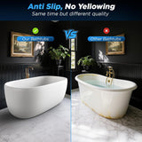 51" Stone Resin Freestanding Bathtub, Matte White Stone Resin Soaking Tub, Oval Shape Solid Surface Freestanding Tubs