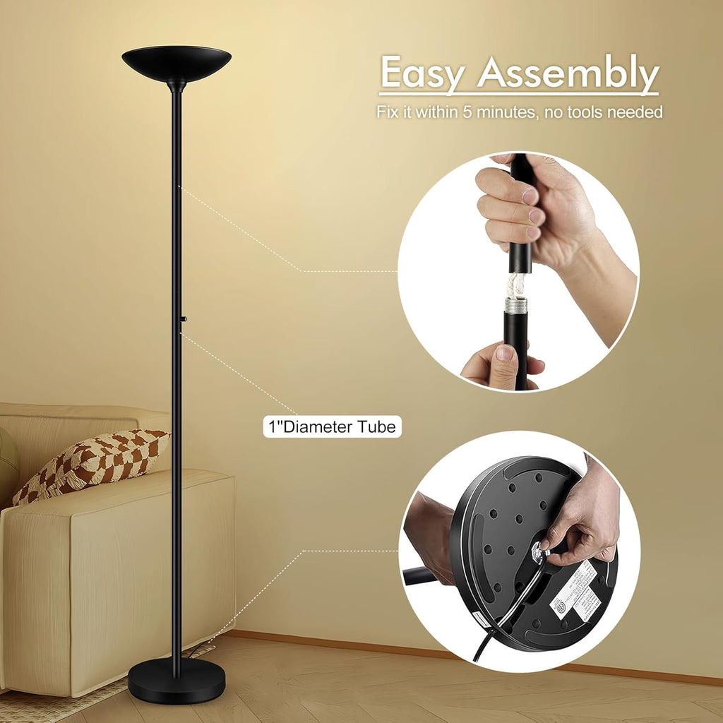 30W Torchiere Floor Lamp - 3600LM Super Bright LED Floor Lamp