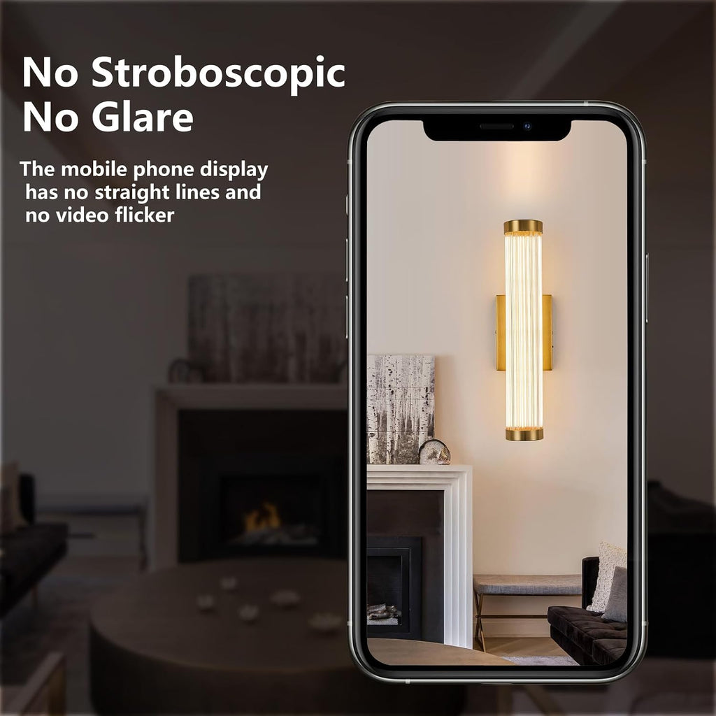 Gold Modern LED Wall Sconce, 3CCT Wall Sconces Dimmable Glass Sconce Wall Lighting Indoor Wall Mount Bathroom Vanity