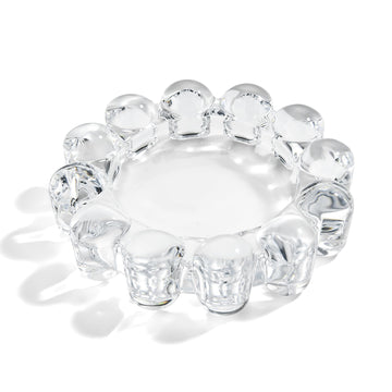 Chic Clear Glass Candle Dish, 1 Pack Modern Bubble Candle Holder for Small Candles and Diffusers, Decorative Home