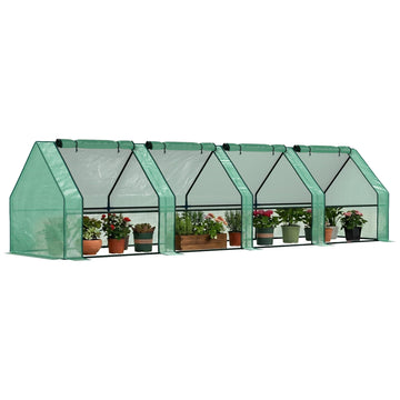 12' x 3' x 3' Mini Greenhouse Portable with Zippered Doors Green