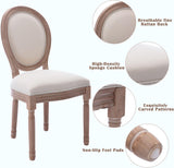 French Country Dining Chairs Set of 2, Vintage Louis-Style Chairs with Curved Backrest and Carved Solid Wood Frame for Dining Room or Restaurant