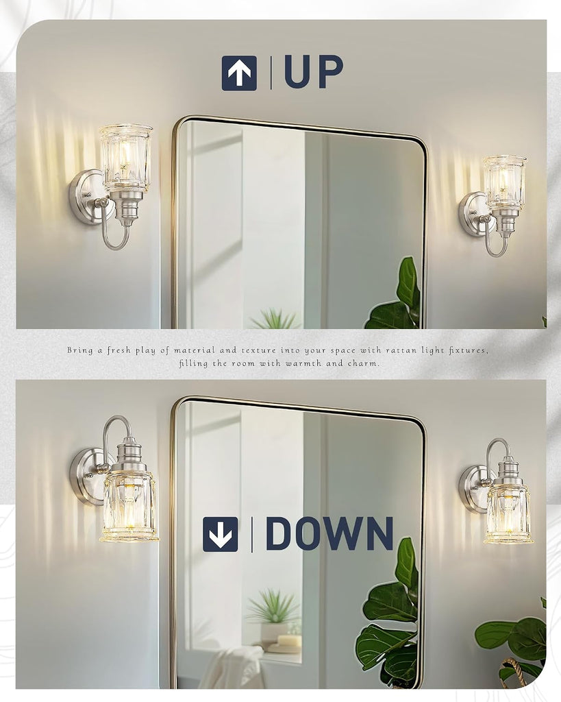 Brushed Nickel Wall Sconce, HWH Modern Sconce Wall Lighting Vanity Sconce Lights , 1-Light Wall Sconce with