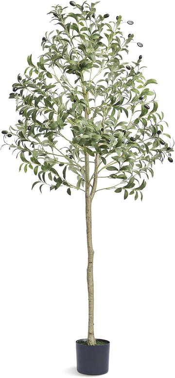 Artificial Olive Tree, 5 FT Tall Faux Plant, Secure PE Material & Anti-Tip Tilt Protection Low-Maintenance Plant
