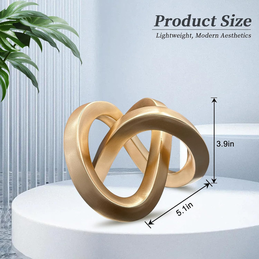 Gold Geometric Sculpture Gold Knot Home Accent Decor,Multi-Angle Geometric Sculptures Statues Bedroom Office Desk