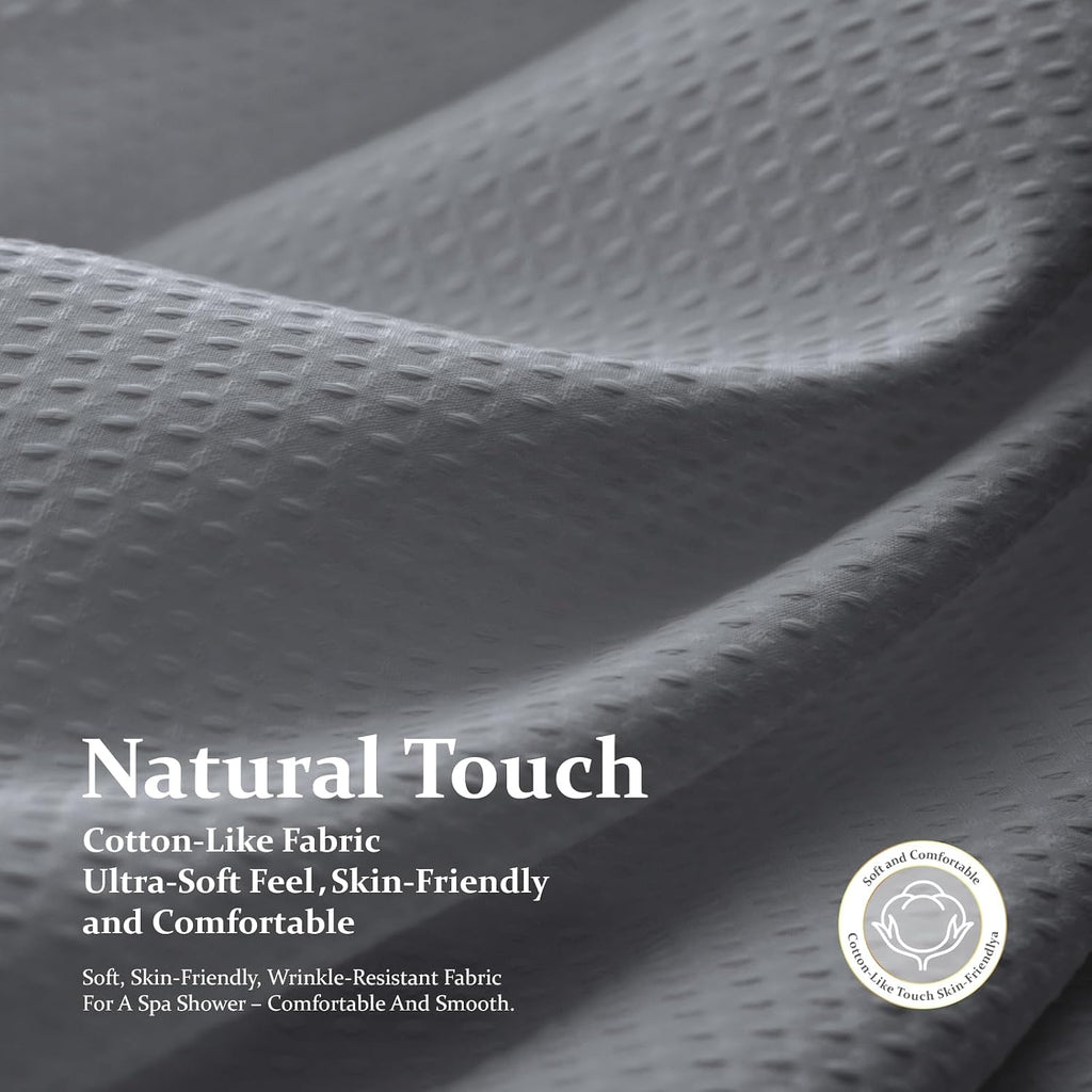 Waffle Shower Curtain 256 GSM Heavy Duty Fabric 72"x72" Grey/Gray | Thick Polyester Cloth, Weighted Hem, Water