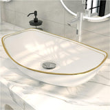22 X 16 inch LUXURY GOLD rim Oval Vessel, Above Counter Bathroom Sink, Porcelain Ceramic Vessel Vanity Sink