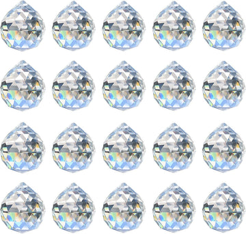 Crystal Sun Catcher, 20pcs 0.8"/20mm Crystal Suncatcher Prism for Windows Hanging