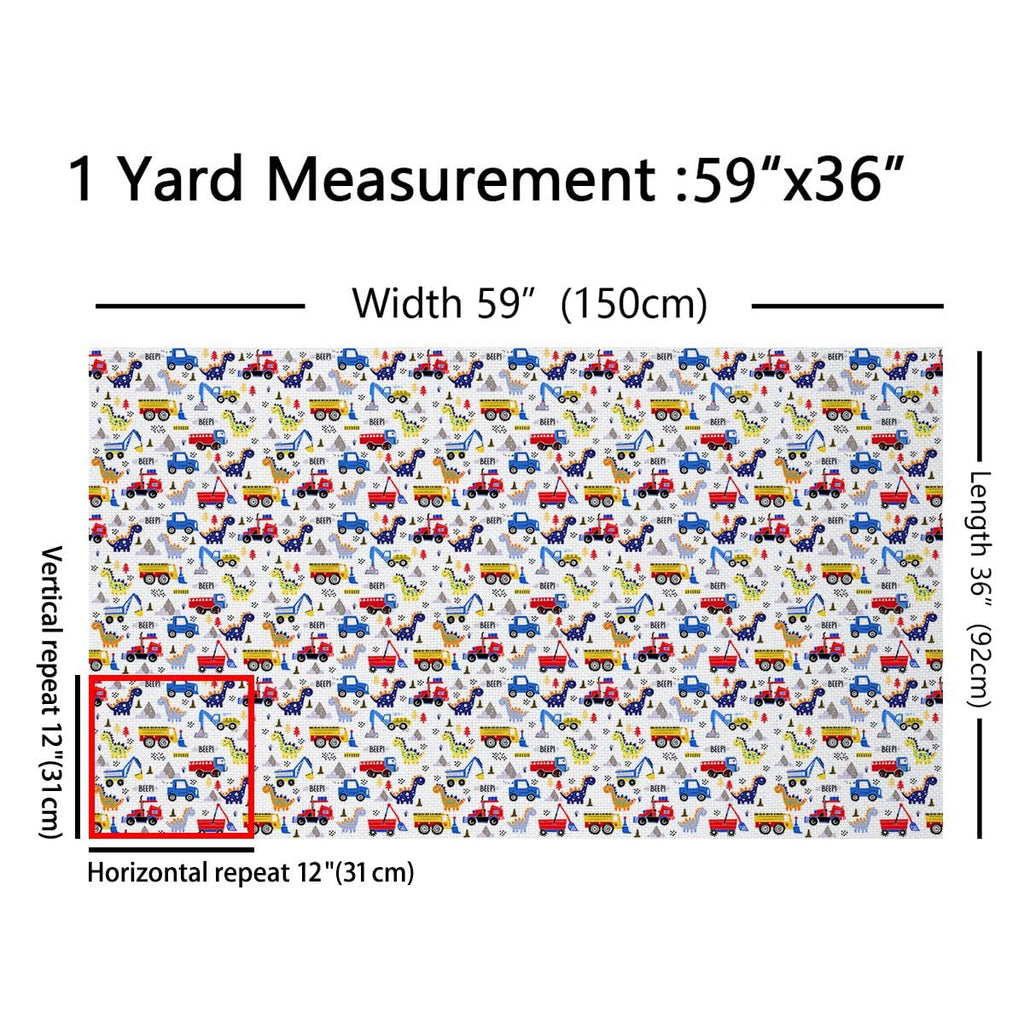 Cartoon Car Fabric By The Yard 1 Yard